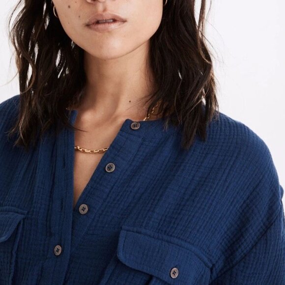 Madewell Coastal Blue Lightspun Tapered Leg Jumpsuit Size 14 - 41148 - Picture 2 of 16